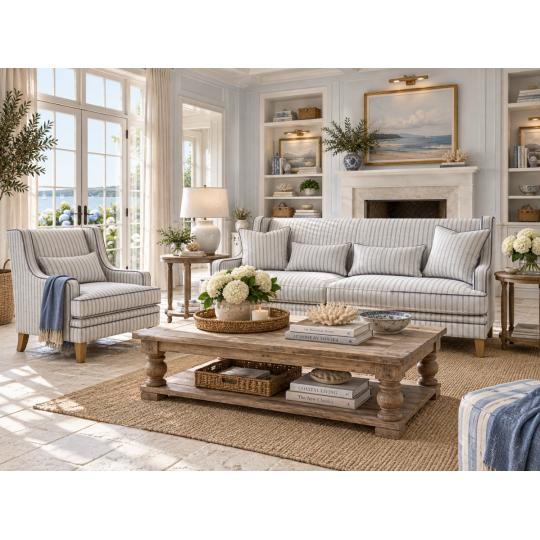 hampton style country balaton chata kanapa sedacia suprava vyroba sofa modra pruhovana provence provensalsky mediteransky calunictvo.jpg